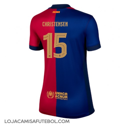 Camisa de Futebol Barcelona Andreas Christensen #15 Equipamento Principal Mulheres 2024-25 Manga Curta